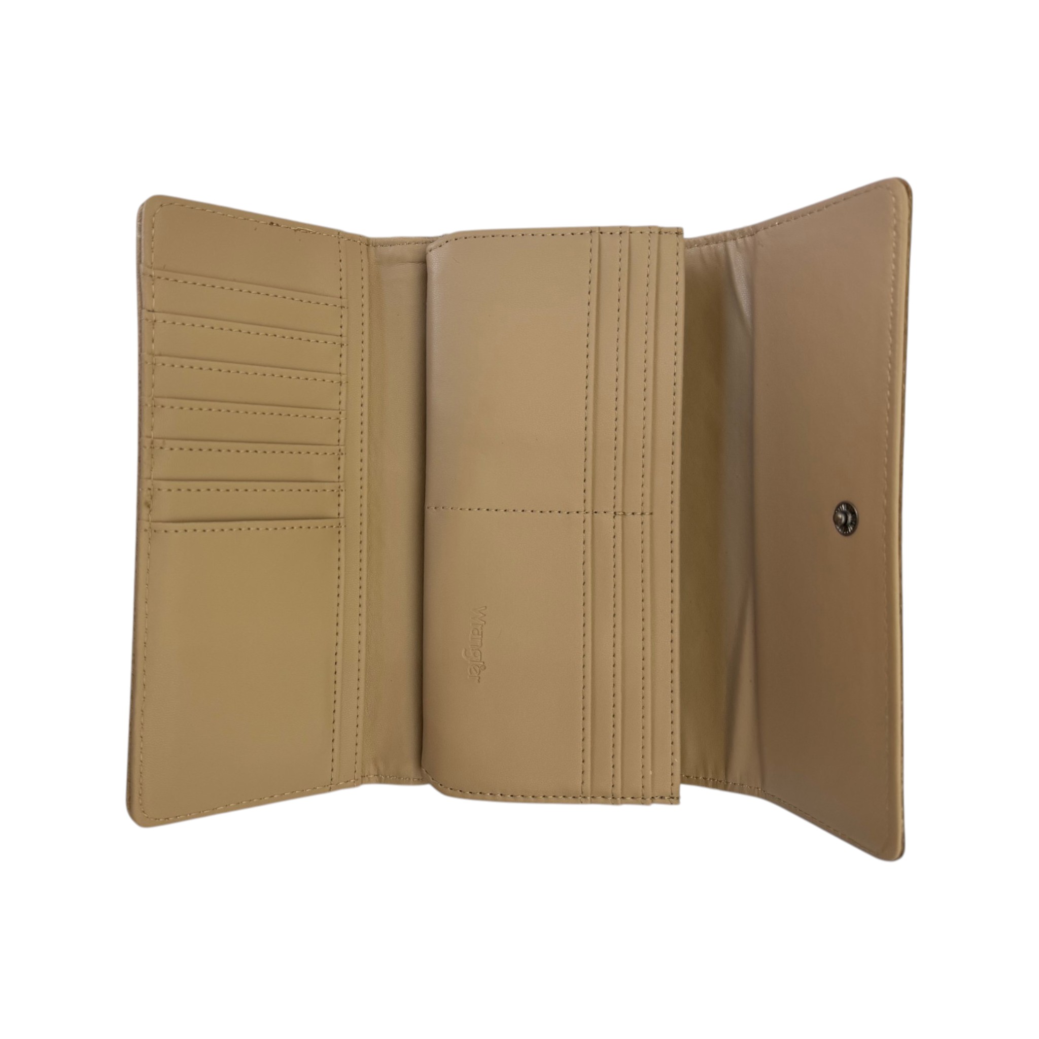 CARTERA WRANGLER DAMA GRABADO FLORES COLOR ARENA.