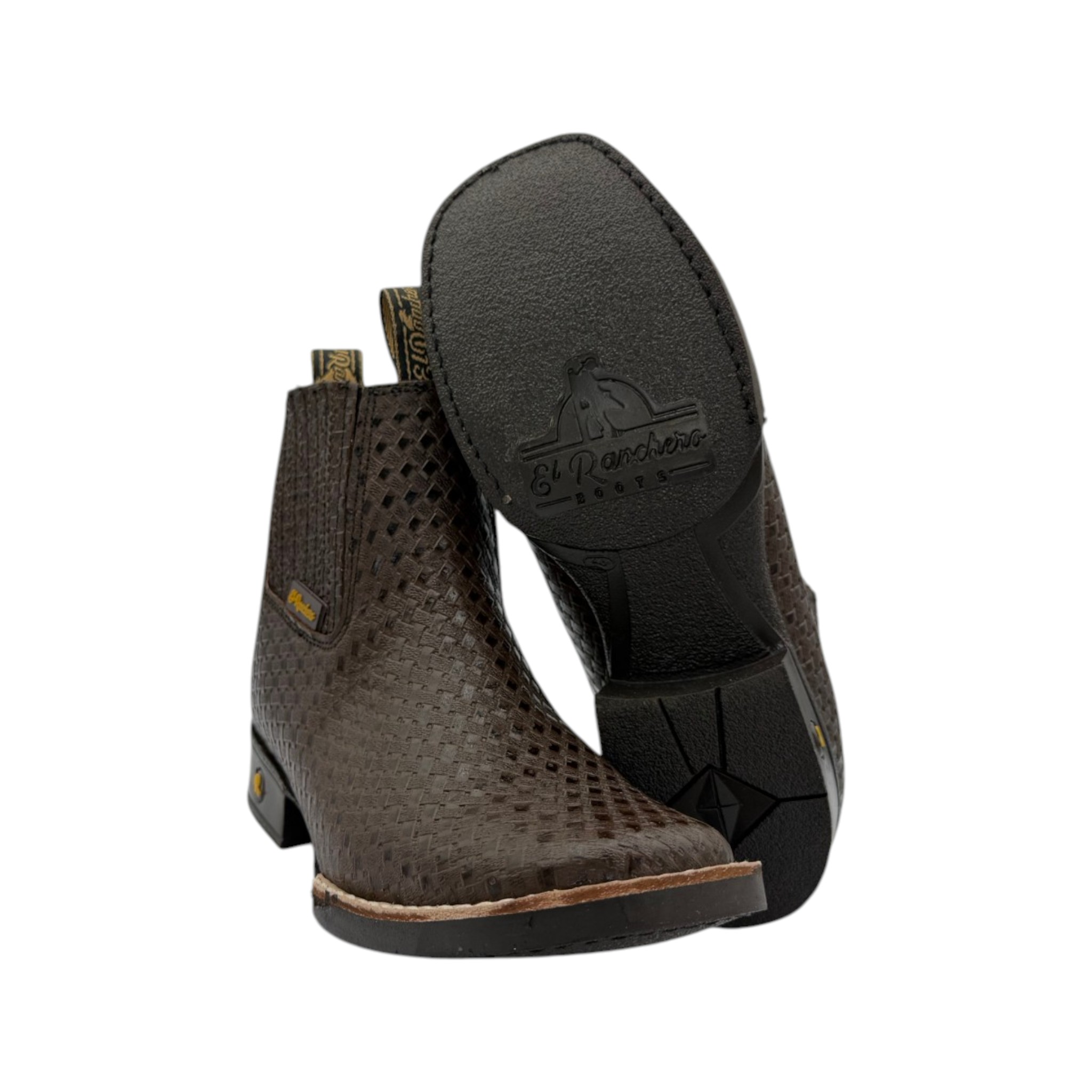 BOTIN EL RANCHERO GRABADO PETATILLO CAFÉ.