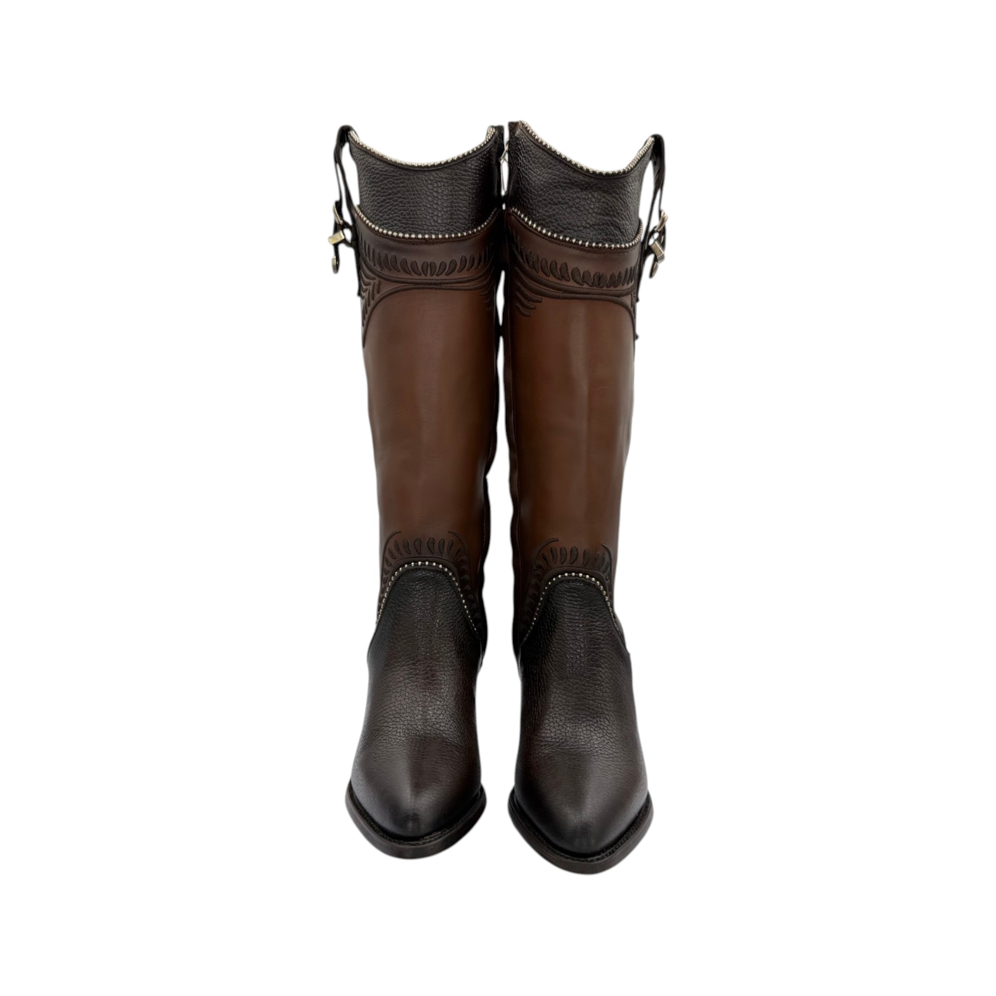 BOTA CUADRA TRADICIONAL PARA DAMA EN PIEL GENUINA DE RES.