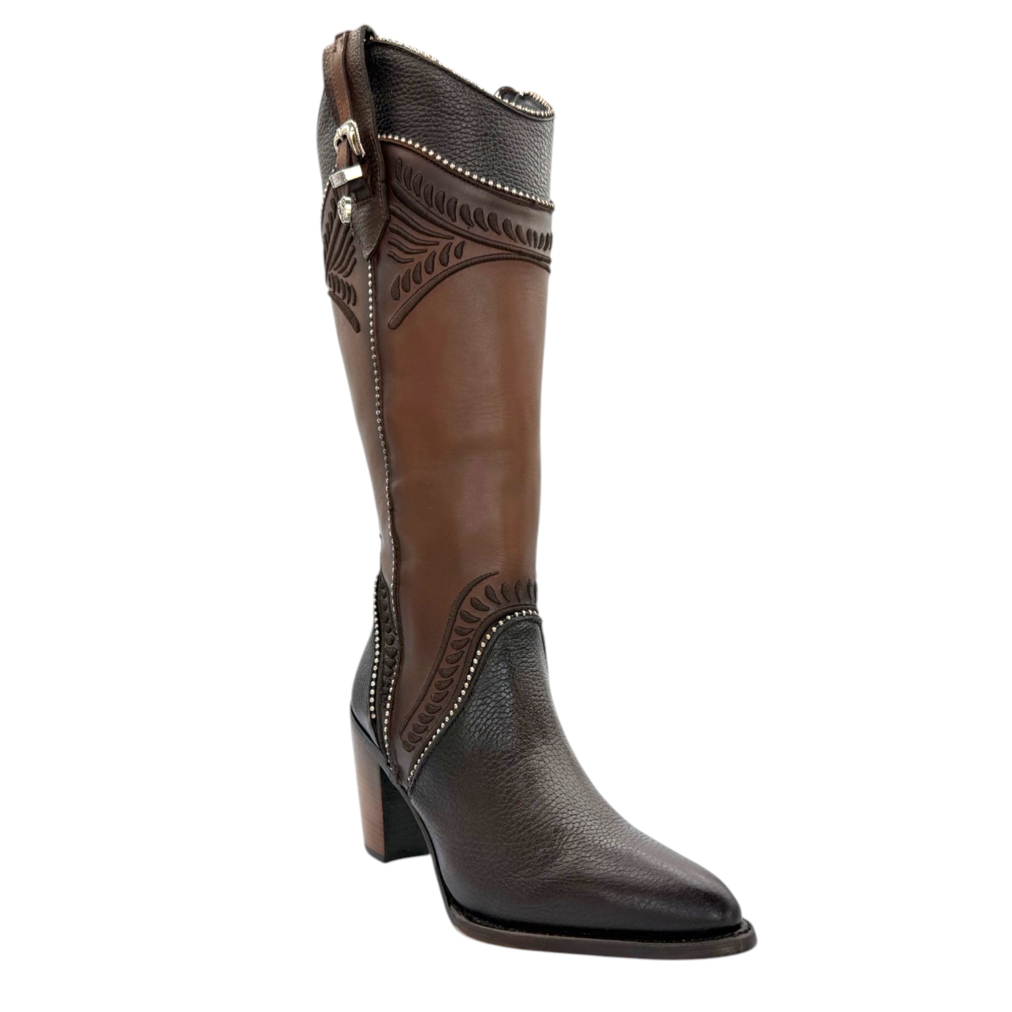 BOTA CUADRA TRADICIONAL PARA DAMA EN PIEL GENUINA DE RES.