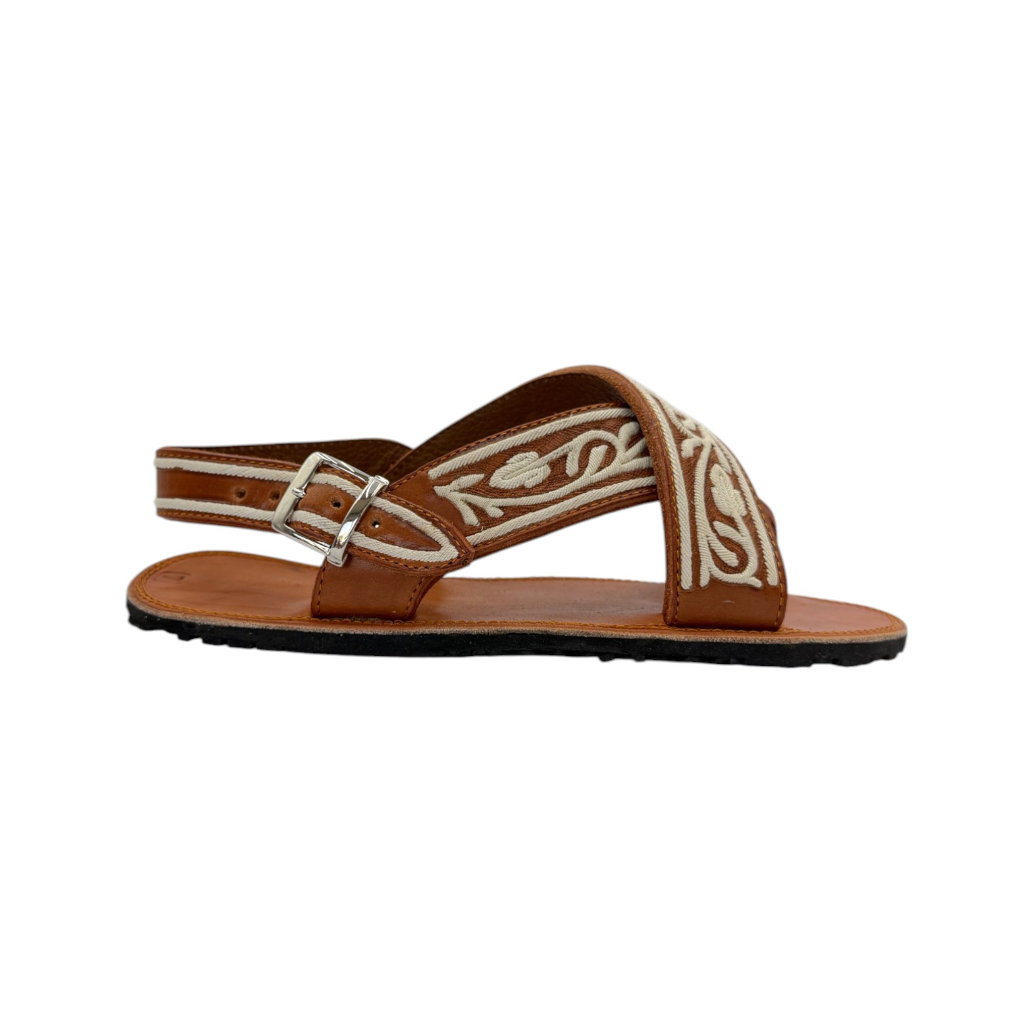 HUARACHE DE PITA ORIGINAL EN PIEL GENUINA COLOR MIEL CON SUELA DE HULE.