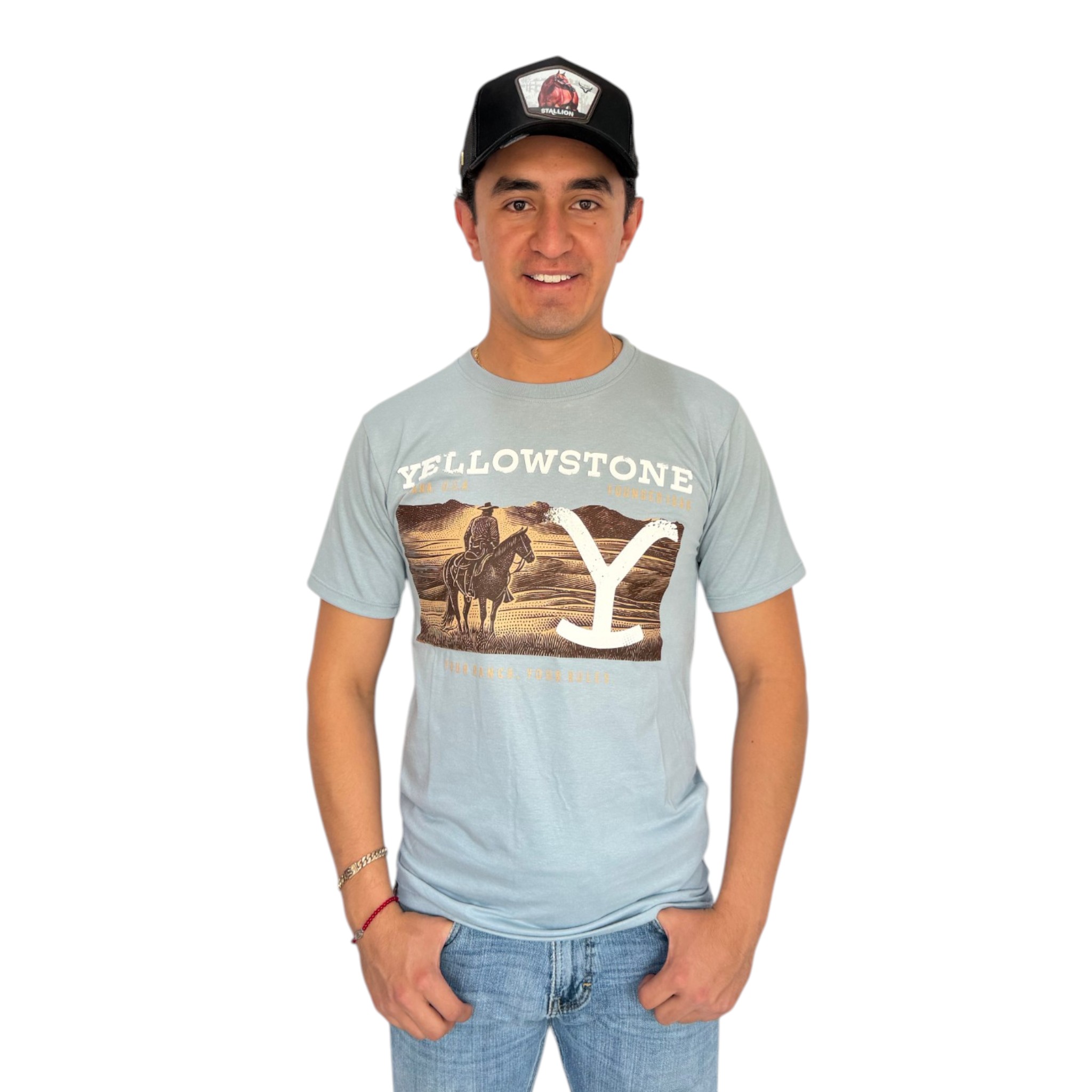 PLAYERA YELLOWSTONE MODELO 029 COLOR AZUL CIELO.