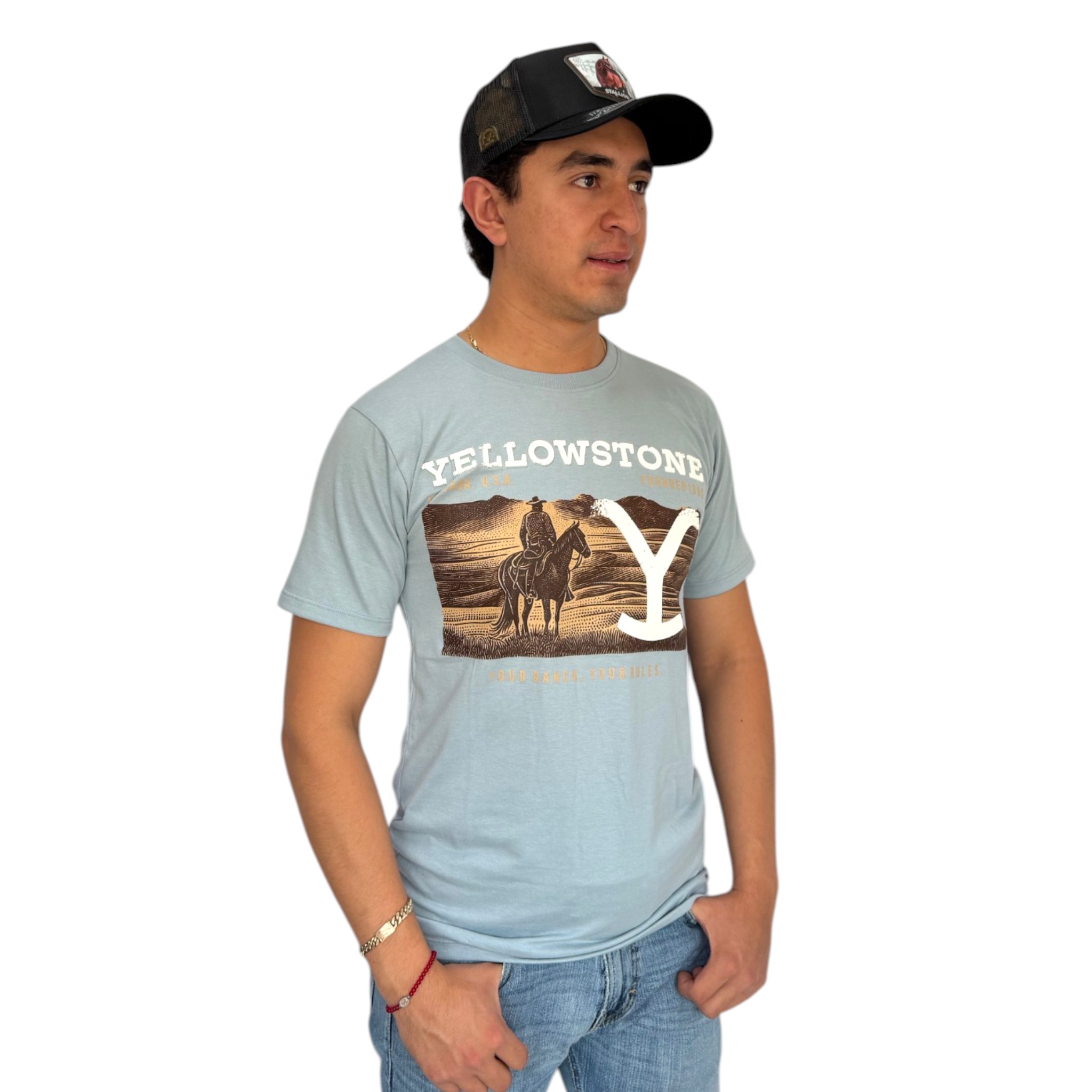 PLAYERA YELLOWSTONE MODELO 029 COLOR AZUL CIELO.