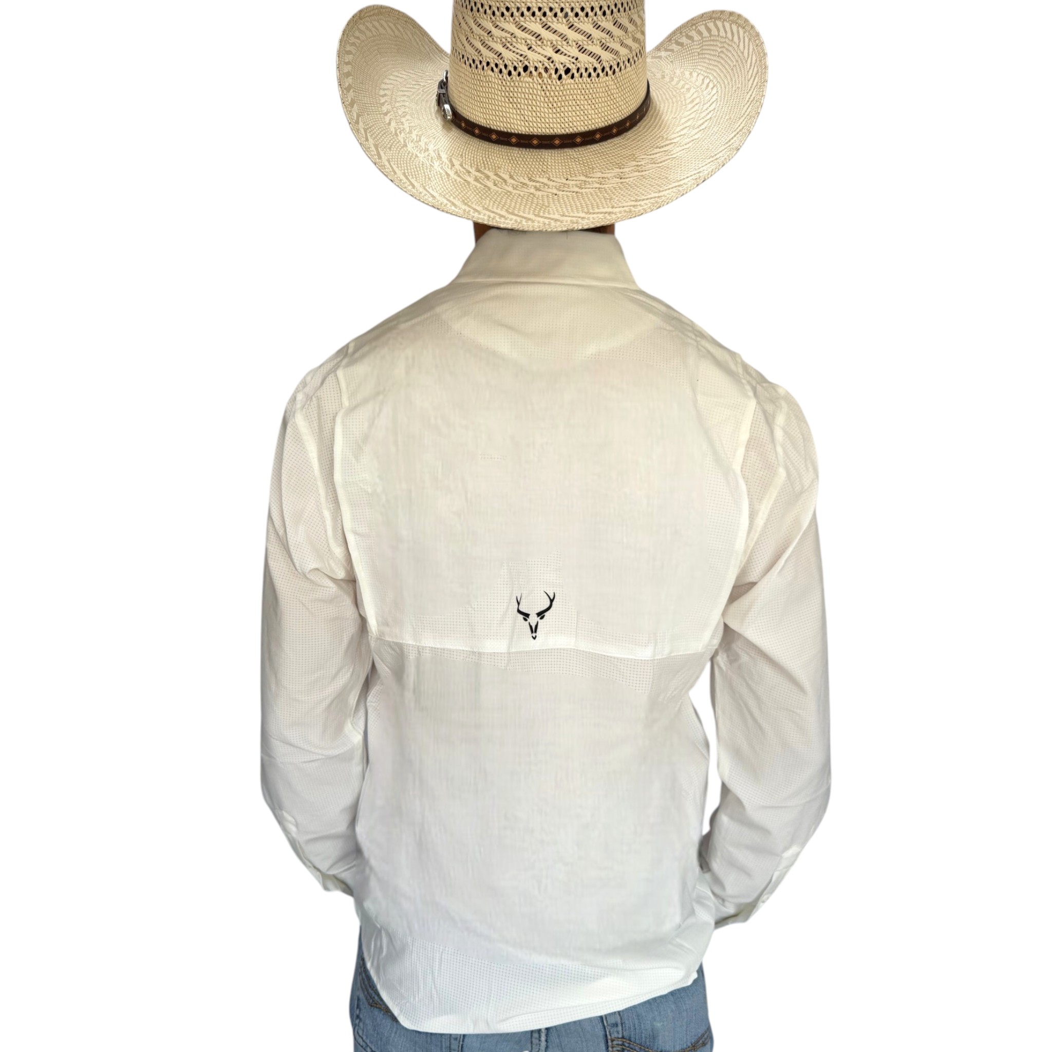 CAMISA MCALLEN TIPO PESCADOR COLOR BLANCO MANGA LARGA.