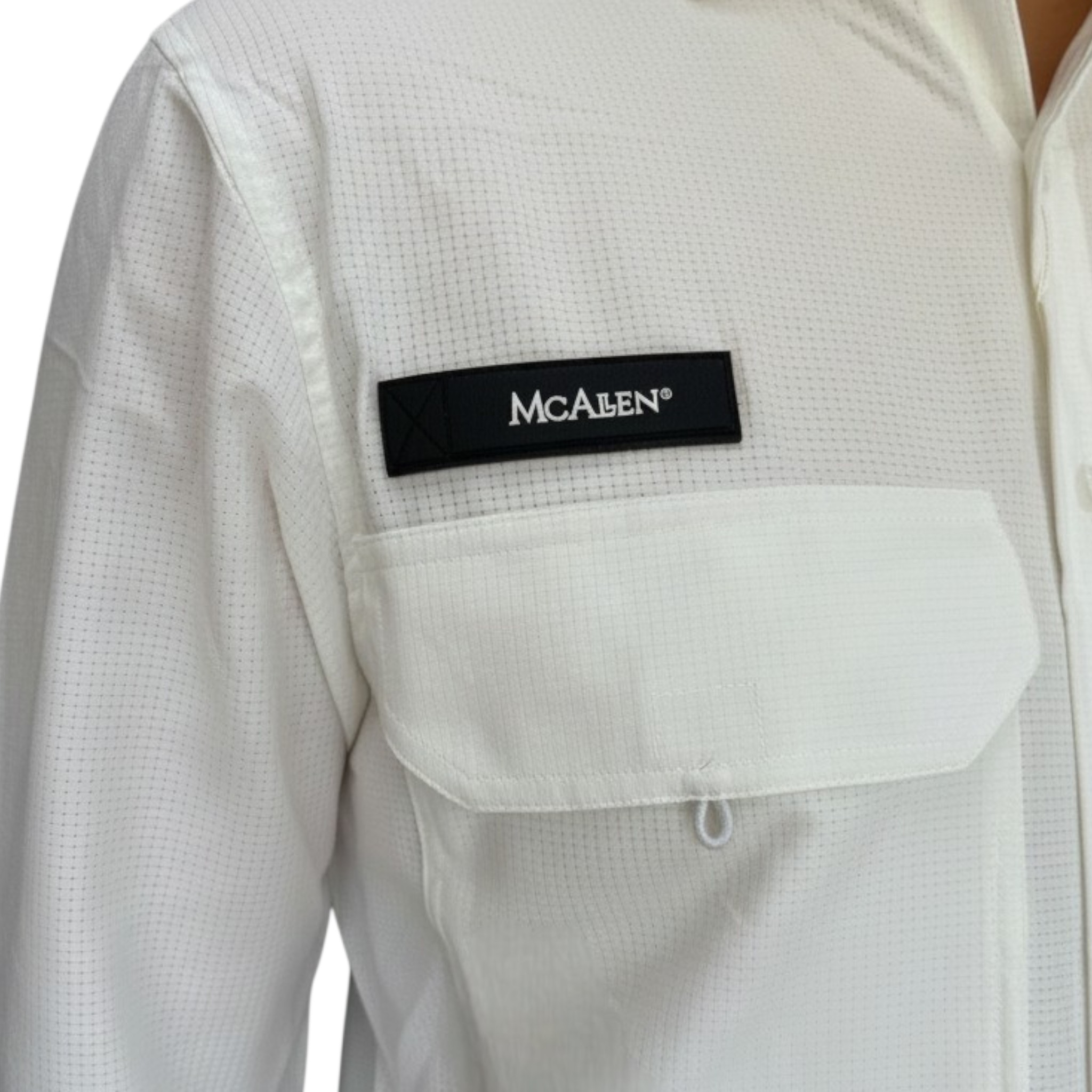CAMISA MCALLEN TIPO PESCADOR COLOR BLANCO MANGA LARGA.