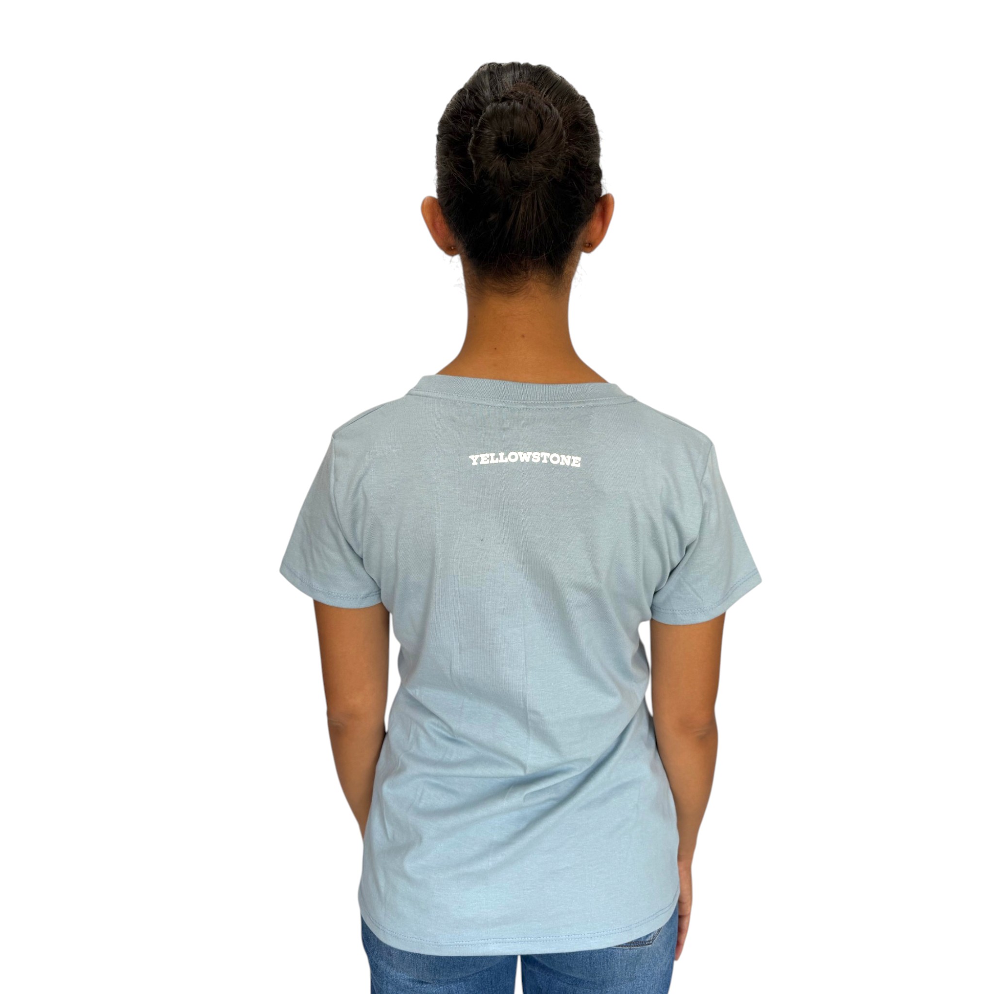 PLAYERA YELLOWSTONE MODELO 031 RIDE BRAND COLOR AZUL CIELO.