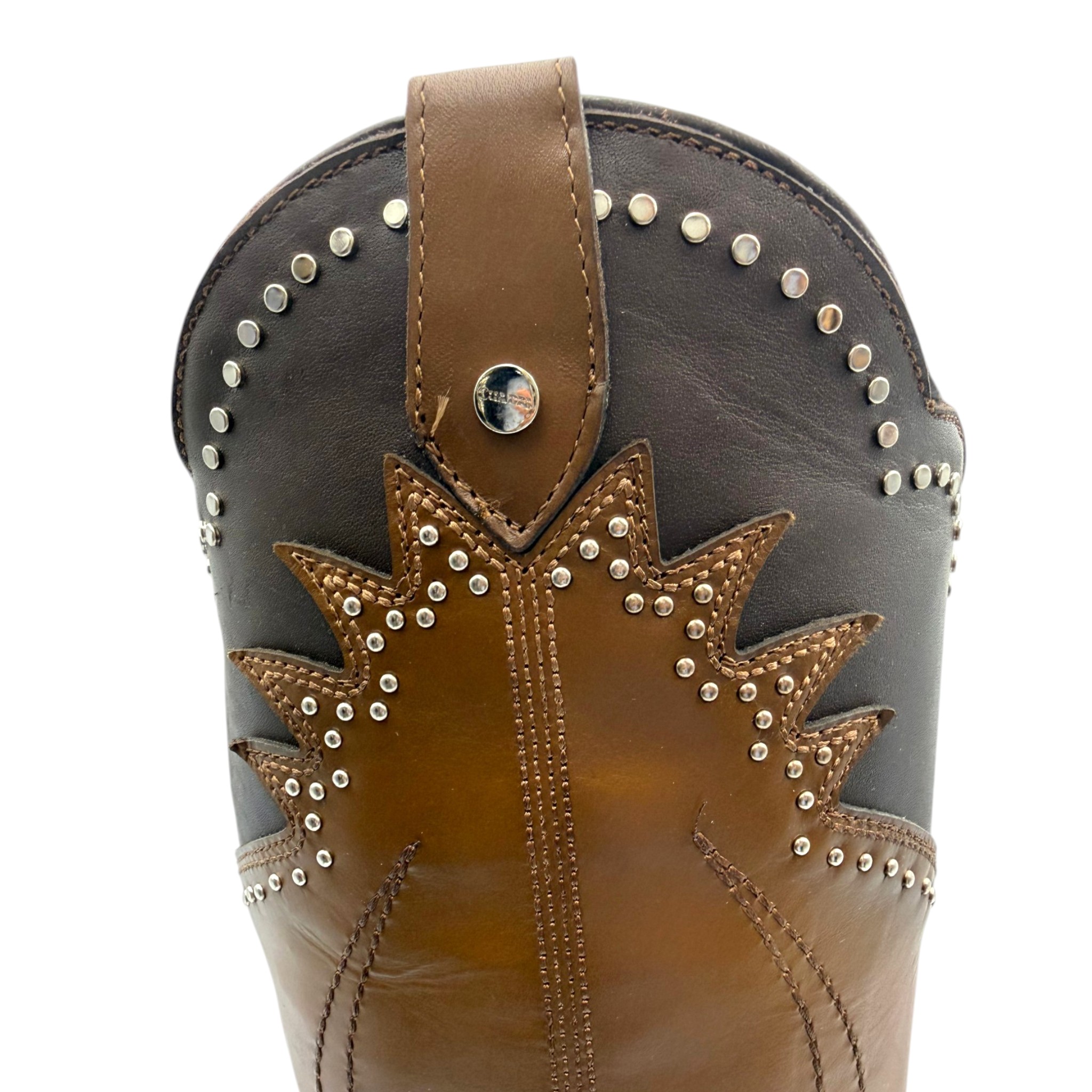 BOTA CUADRA PARA DAMA EN PIEL GENUINA DE BECERRO COLOR MIEL AMBAR.