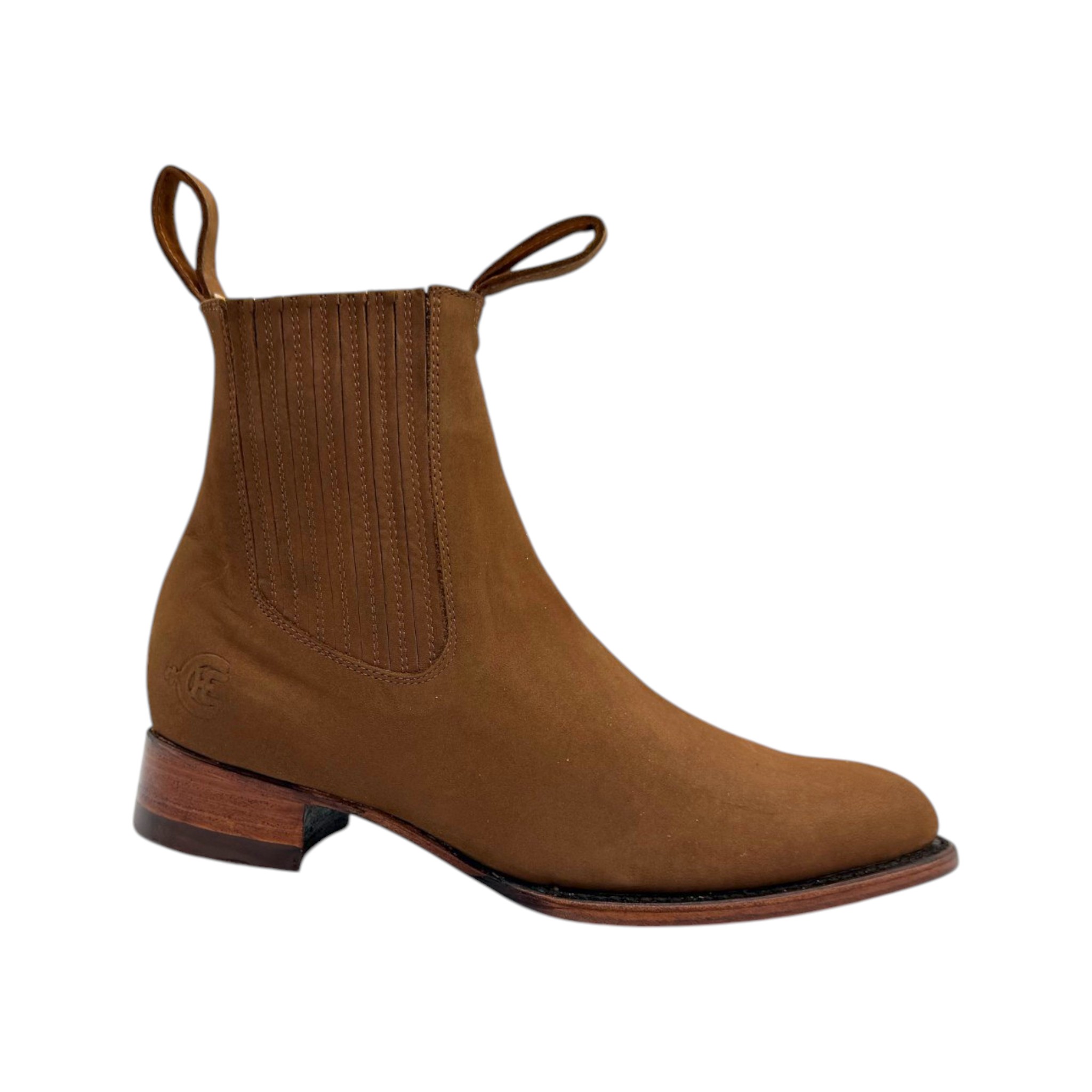 BOTIN MEXICO CHARRO PIEL DE RES NOBUCK TABACO.