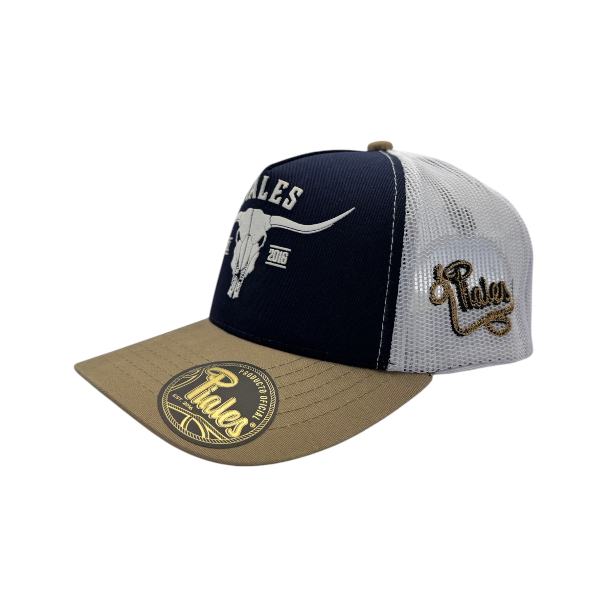 GORRA PIALES LINEA PRO LONG-HORN MARINO/BLANCO.