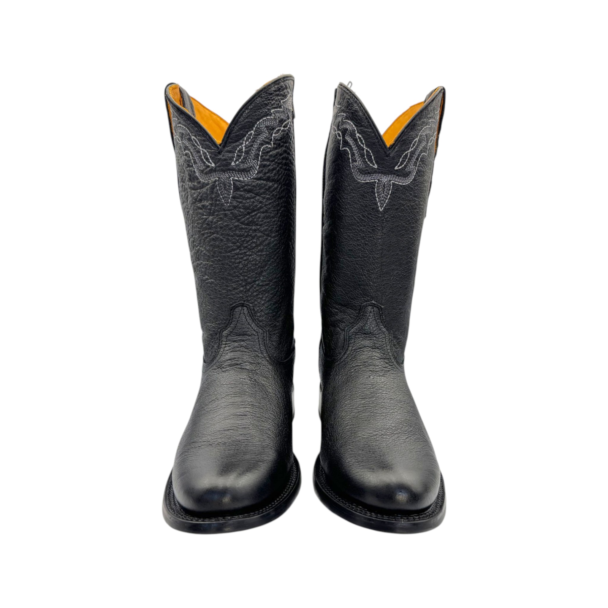 BOTA NOKOTA HORSE HORMA OVAL EN PIEL GRABADO IMITACION DE VENADO CON SUELA DE CUERO.