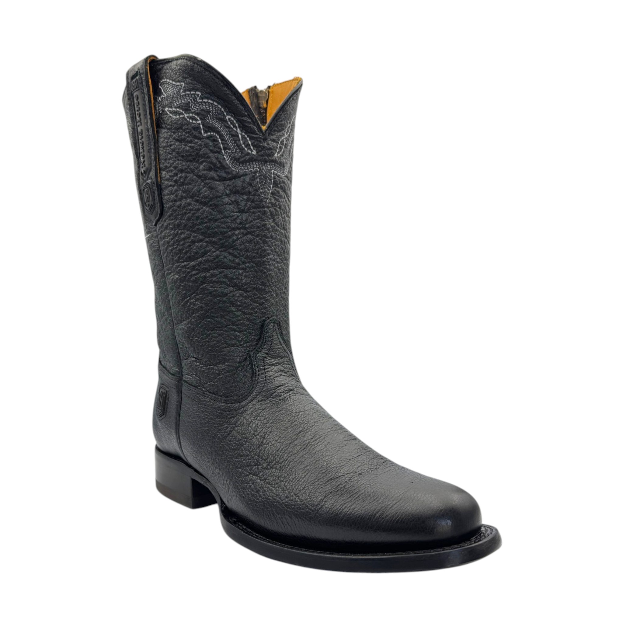 BOTA NOKOTA HORSE HORMA OVAL EN PIEL GRABADO IMITACION DE VENADO CON SUELA DE CUERO.
